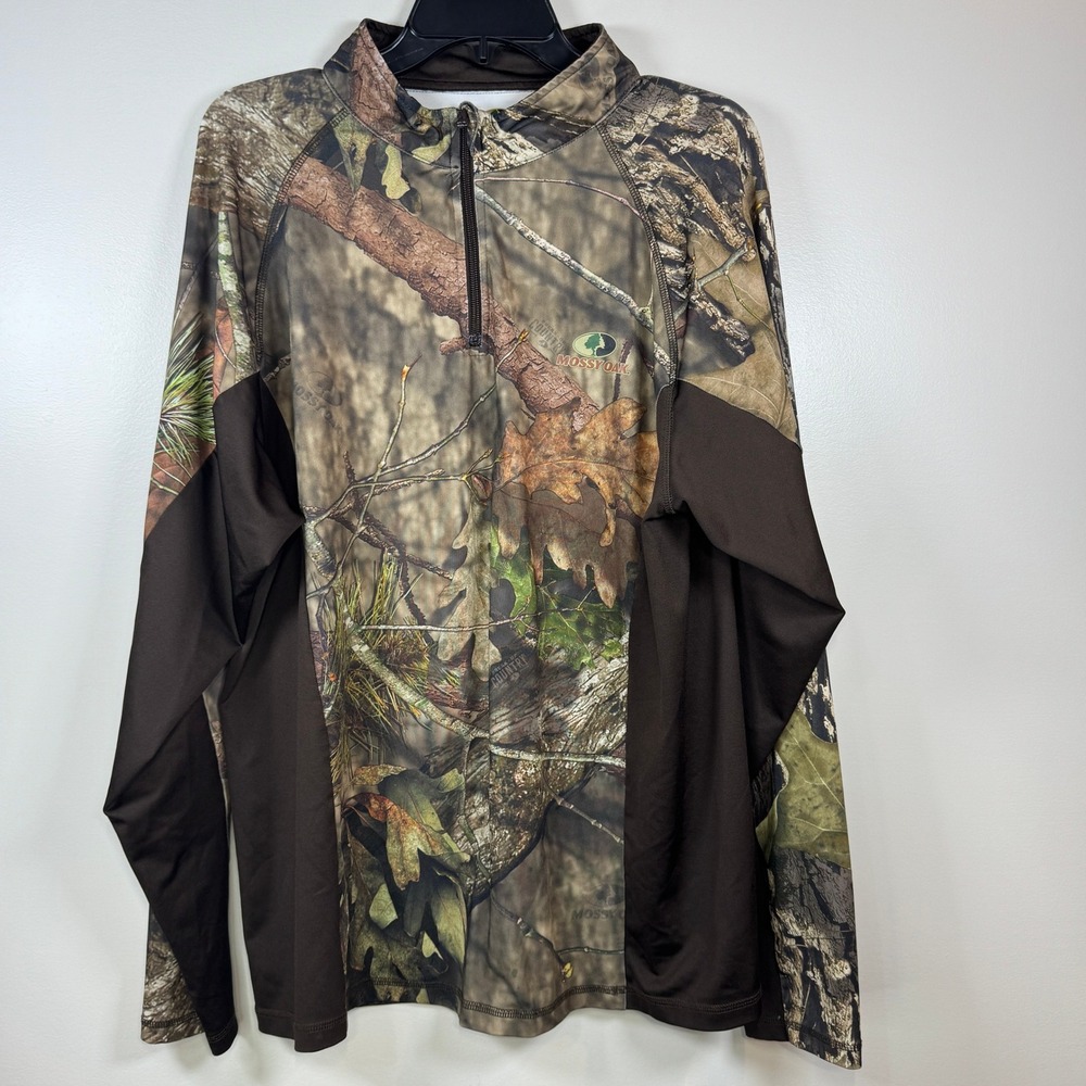 Mossy Oak Break-Up Performance Shirt‎ Mens L Country Camo 1/4 Zip Pullover